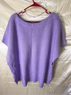 Lane Bryant 26/28 NWT Purple Ribbed Knit Poncho Sweater Boxy Dolman $59.99